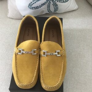 Alfani Yellow Suede Loafers with Silver Accent